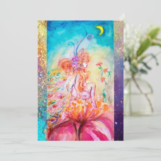 ALTHEA, monogram roze blauwe groene sparken Kaart (Staand voorkant)