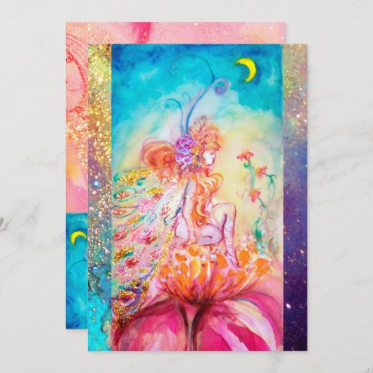 ALTHEA, monogram roze blauwe groene sparken Kaart (Voorkant / Achterkant)