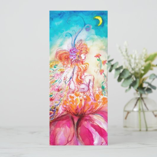 ALTHEA, roze blauw geel goud metaalpapier Aankondiging (Staand voorkant)