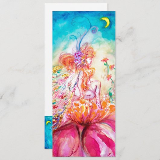 ALTHEA, roze blauw geel goud metaalpapier Aankondiging (Voorkant / Achterkant)