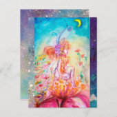 ALTHEA/Whimsical Fairy on the Pink Flower Uitnodiging Briefkaart (Voorkant / Achterkant)