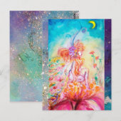 ALTHEA /Whimsical Fee op de Roze Bloem Briefkaart (Voorkant / Achterkant)