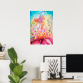 ALTHEA /Whimsical Fee op de Roze Bloem Poster (Thuiskantoor)