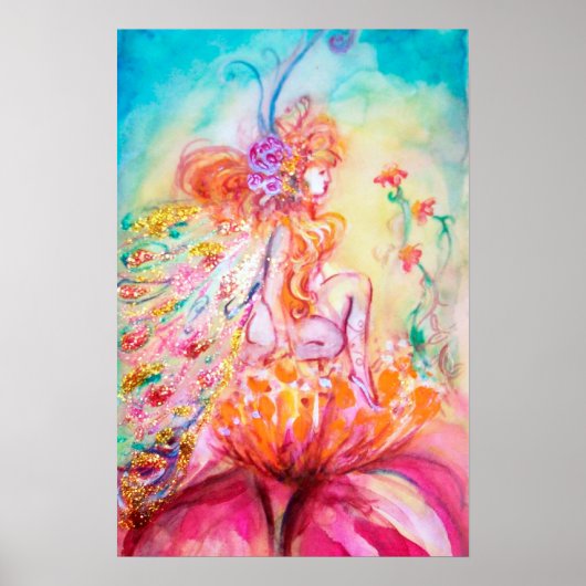 ALTHEA /Whimsical Fee op de Roze Bloem Poster (Voorkant)