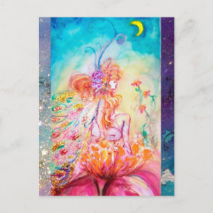 ALTHEA /Whimsische fee op de roze bloem Briefkaart