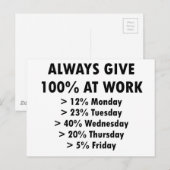 Altijd 100% op het werk briefkaart (Voorkant / Achterkant)