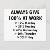 Altijd 100% op het werk briefkaart (Voorkant)