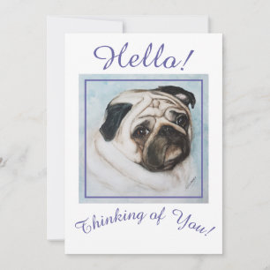 Altijd aan Jou Denkende Pugg puppy Feestdagenkaart