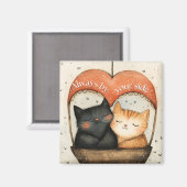 Altijd aan uw zijde Gezellige Katten Ballonvaart Magneet (Voorkant / Achterkant)