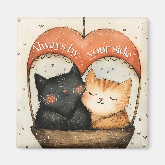 Altijd aan uw zijde Gezellige Katten Ballonvaart Magneet (Voorkant)