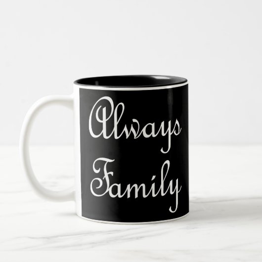 Altijd alleen tekst wit tweekleurige koffiemok (Links)