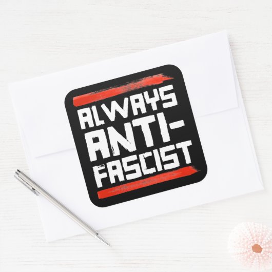 ALTIJD ANTI-FASCISTISCH VIERKANTE STICKER (Envelop)