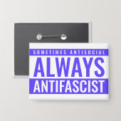 Altijd antifascistische Button – Blue Bold Stateme (Voorkant / Achterkant)
