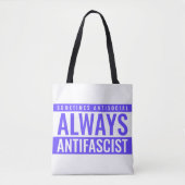 Altijd antifascistische Canvas tas – Blauwe tekst (Voorkant)