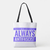 Altijd antifascistische Canvas tas – Blauwe tekst (Achterkant)