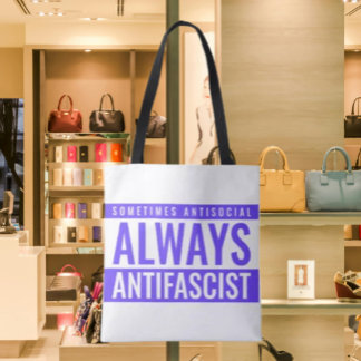 Altijd antifascistische Canvas tas – Blauwe tekst 