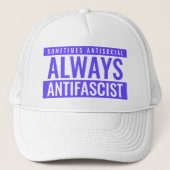 Altijd Antifascistische Trucker Hat – Blauw Minima Pet (Voorkant)