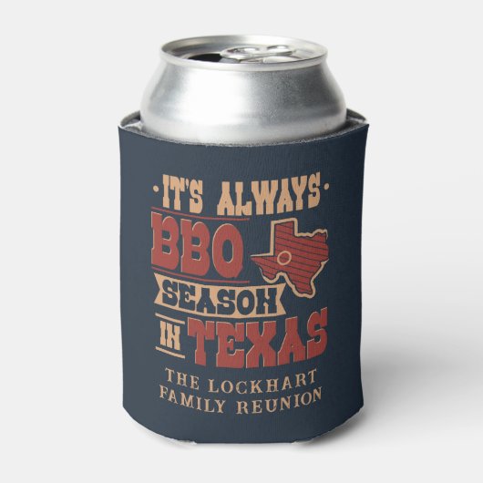 Altijd BBQ Seizoen in Texas Family Reunion Custom Blikjeskoeler (Blikje Voorkant)