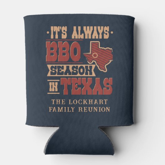 Altijd BBQ Seizoen in Texas Family Reunion Custom Blikjeskoeler (Achterkant)