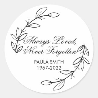 Altijd Bemind, Nooit Vergeten Elegante Bloemrijke Ronde Sticker