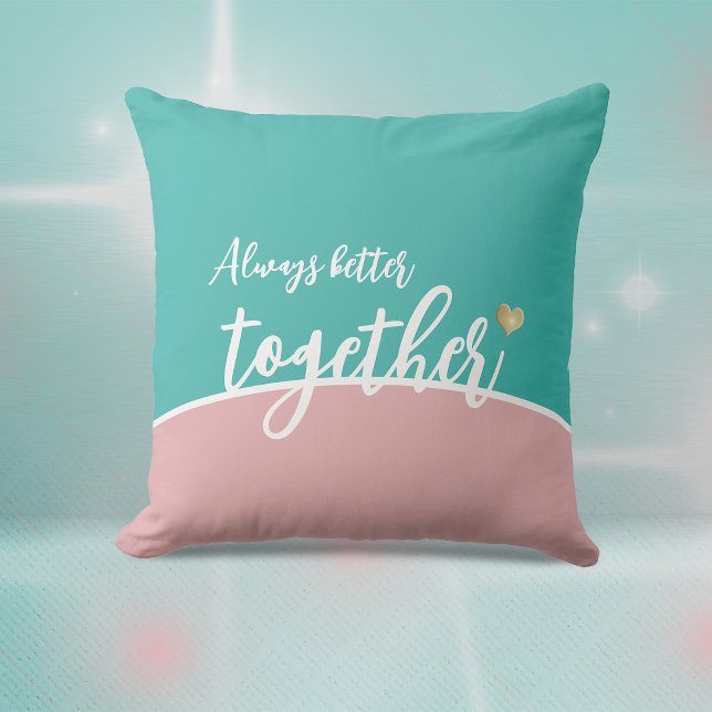 Altijd beter samen Gouden Hart Worpkussen Kussen (Always Better Together Golden Heart Throw Pillow ©Susanne Sachers - Sunny Mind Design)