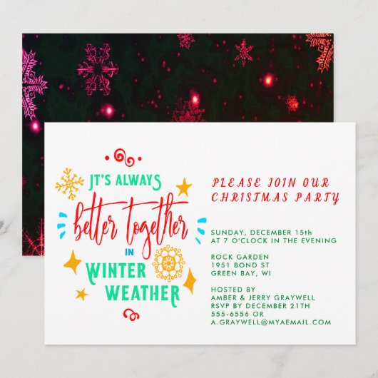 Altijd beter samen in het winterse weer Kerstmis, Kaart (Voorkant / Achterkant)