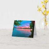 altijd, blanco binnenin, zonsondergang op meer kaart (Gele Bloem)