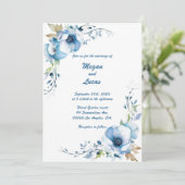 Altijd blauw: Gepersonaliseerde bruiloft uitnodigi Kaart (Staand voorkant)