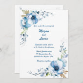 Altijd blauw: Gepersonaliseerde bruiloft uitnodigi Kaart (Voorkant / Achterkant)