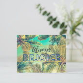 Altijd blij met de aanmoediging van Groene Palmen Briefkaart (Staand voorkant)