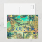 Altijd blij met de aanmoediging van Groene Palmen Briefkaart (Voorkant / Achterkant)