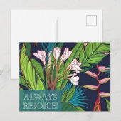 Altijd blij met het briefkaart van Tropische Bloem (Voorkant / Achterkant)