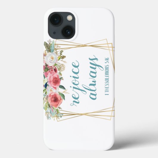 Altijd Blij Roze Turquoise Bloemige Waterverf Case-Mate iPhone Case (Achterkant)