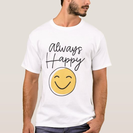 "Altijd blij" Smiley Face T-shirt - Positieve inst (Voorkant)
