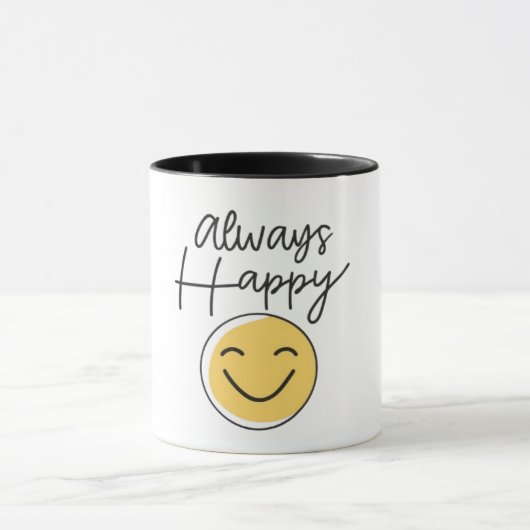 "Altijd blij" Twee-Tons Koffiemok - Positieve Uits Mok (Midden)
