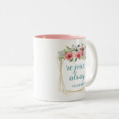 Altijd blij tweekleurige koffiemok (Voorkant rechts)