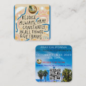 Altijd blij, voortdurend bidden vierkante visitekaartje (Voorkant / Achterkant)