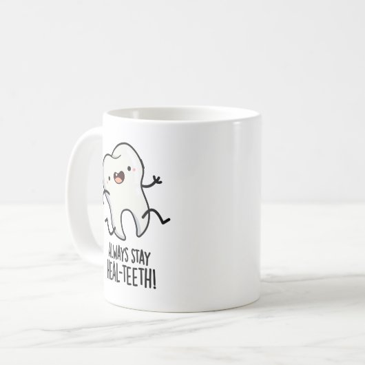 Altijd blijven genezen-tanden Grappige Tand Pun Koffiemok (Voorkant links)