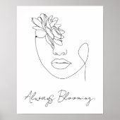 Altijd bloeiende lijnkunst aangepaste tekst poster (Voorkant)