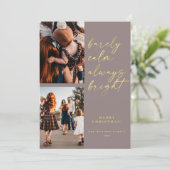 Altijd Bright Gold Script 2-fotokerst Feestdagenkaart (Staand voorkant)