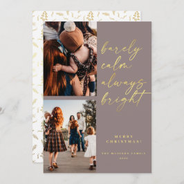 Altijd Bright Gold Script 2-fotokerst Feestdagenkaart