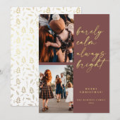 Altijd Bright Gold Script 2 FotoKerstmis Feestdagenkaart (Voorkant / Achterkant)