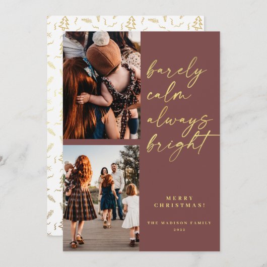 Altijd Bright Gold Script 2 FotoKerstmis Feestdagenkaart (Voorkant / Achterkant)