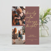 Altijd Bright Gold Script 2 FotoKerstmis Feestdagenkaart (Staand voorkant)