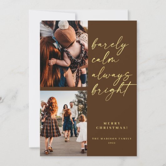 Altijd Bright Gold Script 2 FotoKerstmis Feestdagenkaart (Voorkant)