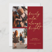Altijd Bright Gold Script Foto Rood Kerstfeest Feestdagenkaart (Voorkant)