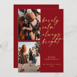 Altijd Bright Gold Script Foto Rood Kerstfeest Feestdagenkaart