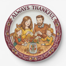 "Altijd Dankbaar" Familie Thanksgiving Papieren Bo