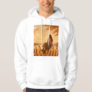 Altijd Dankbaar Herfst Meisje zittend op Herfst Hoodie