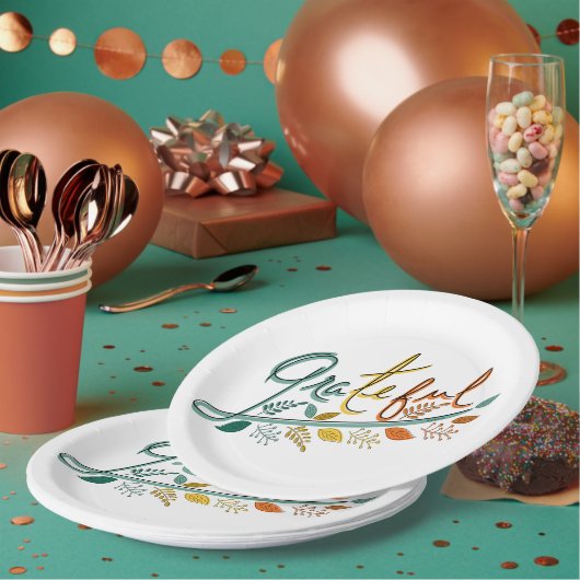 Altijd dankbaar papieren bordje (Multi)